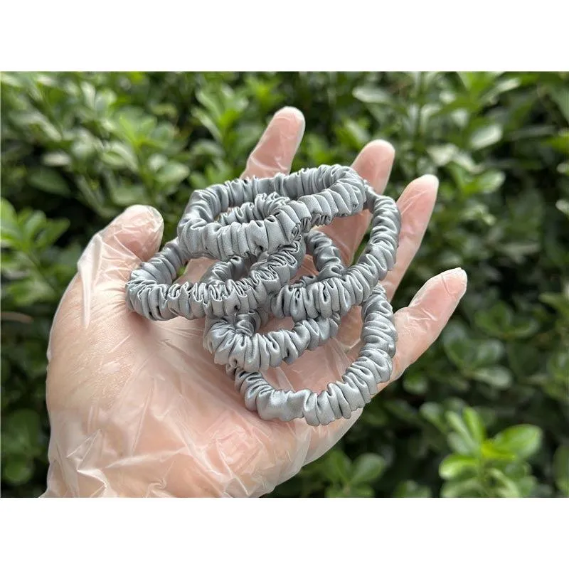 Pastel Grey Green silk scrunchies mini