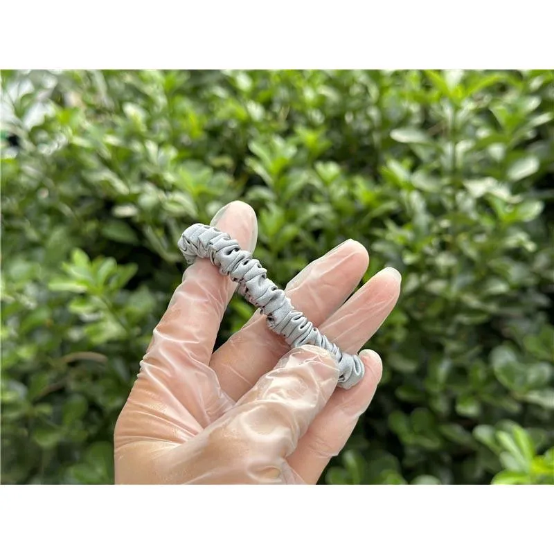 Pastel Grey Green silk scrunchies mini