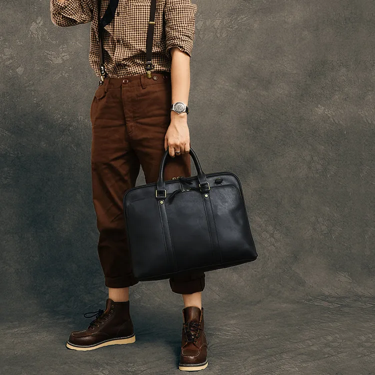 Personalized Leather Briefcase Anniversary Gift for Him Shoulder Bag Top Handle Leather Bag Laptop Bag