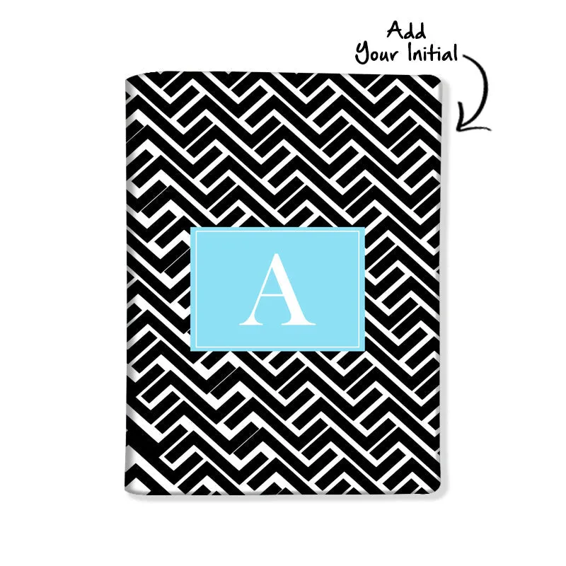 Personalized Passport Cover With Name Suitcase Tag - Black Pattern