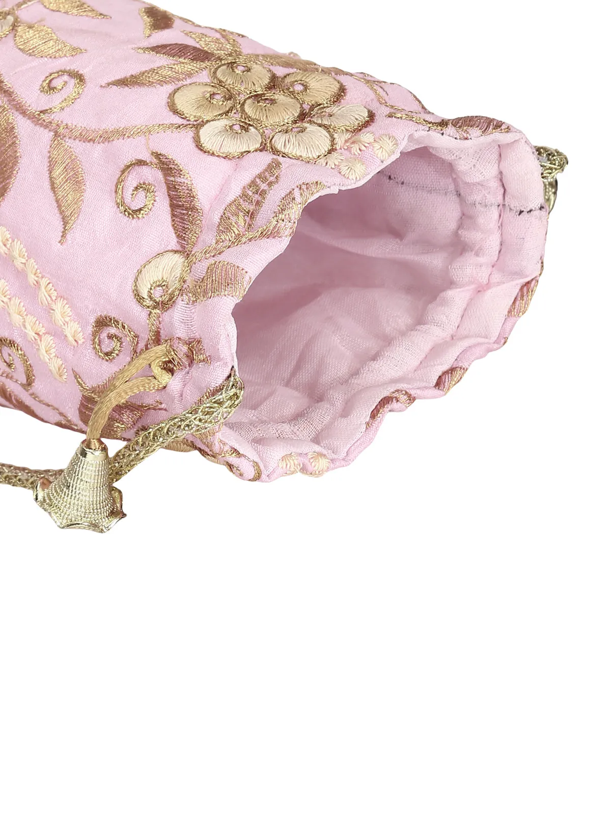 Pink Embroidered Potli Bag