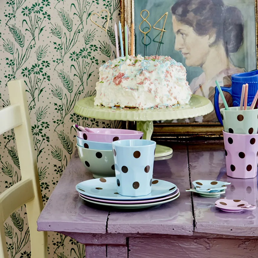Pink Melamine Bowl with Polka Dots