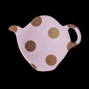 Pink Melamine Tea Bag Plate with Polka Dots