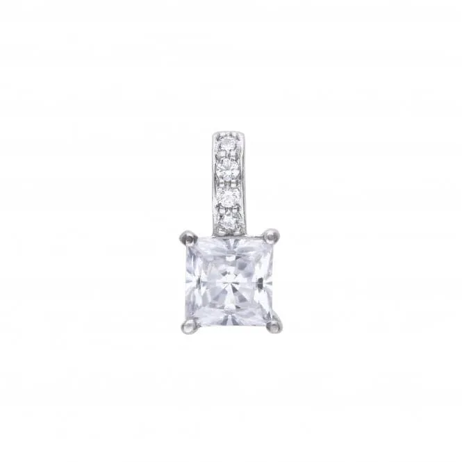 Princess Cut Cubic Zirconia Pendant With Pave Bale Pendant P4915