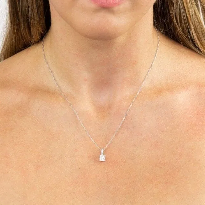 Princess Cut Cubic Zirconia Pendant With Pave Bale Pendant P4915