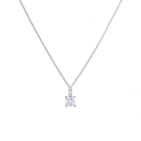 Princess Cut Cubic Zirconia Pendant With Pave Bale Pendant P4915