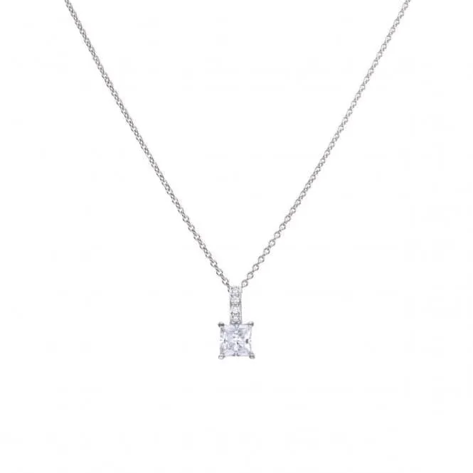 Princess Cut Cubic Zirconia Pendant With Pave Bale Pendant P4915