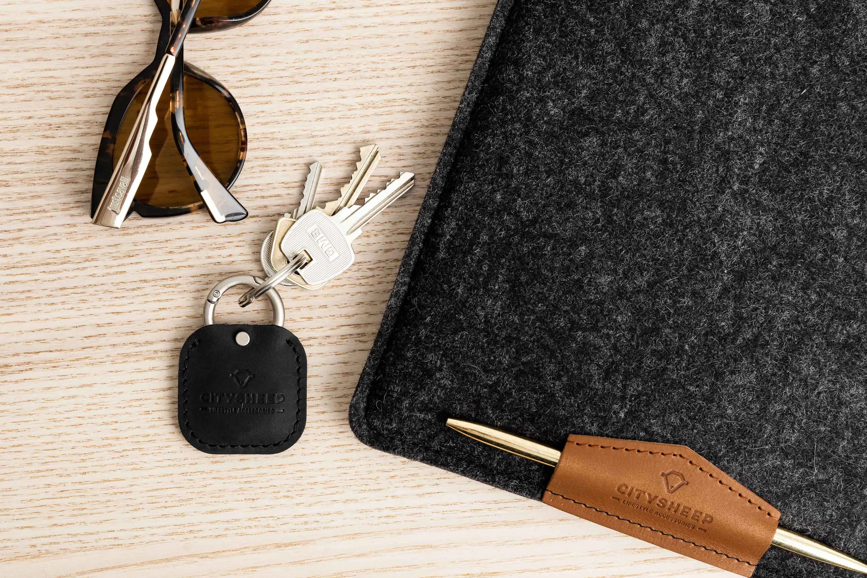 Protective MacBook Laptop Sleeve/ Dark grey felt & Vegetable tanned leather/