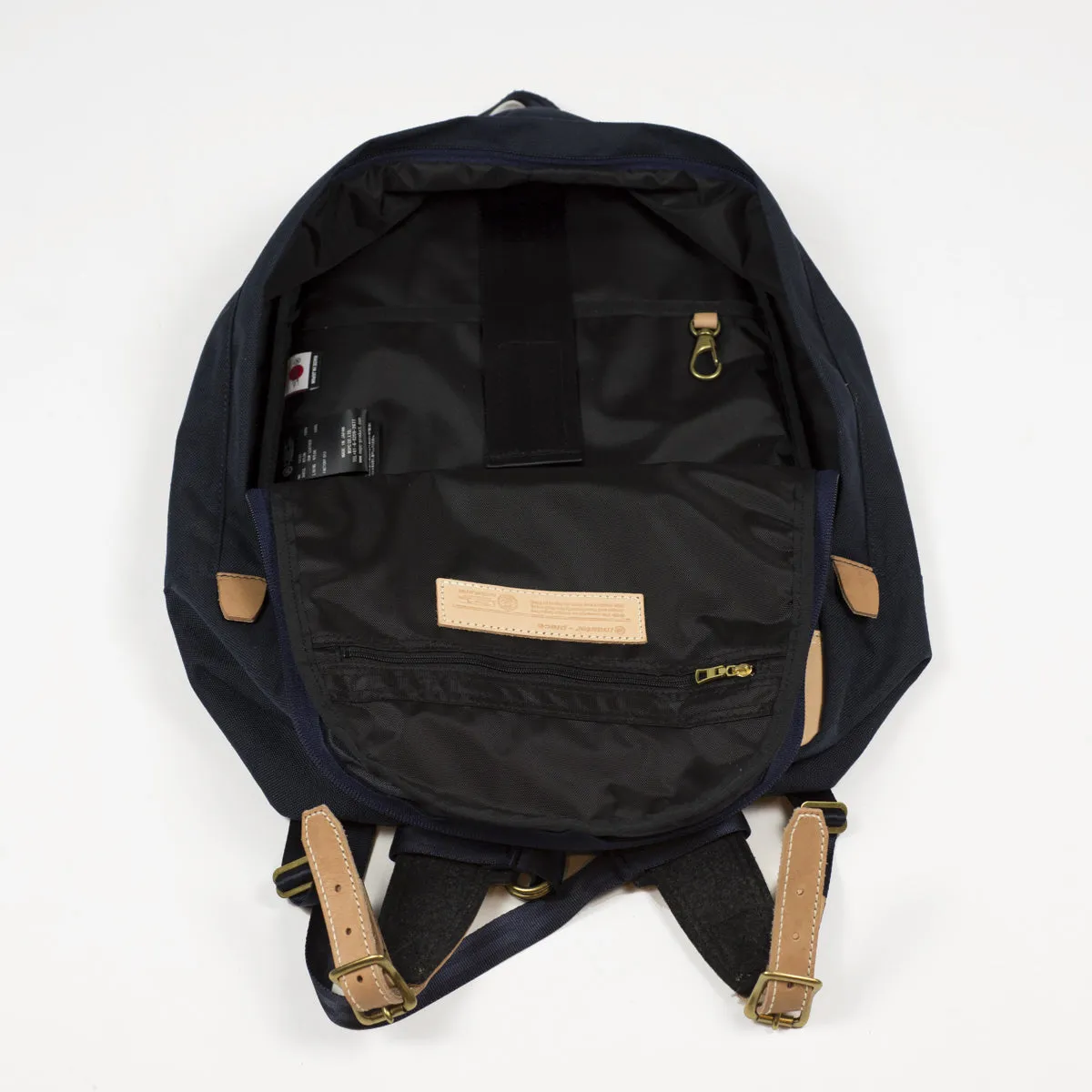 "Surpass" backpack, navy Cordura and natural leather