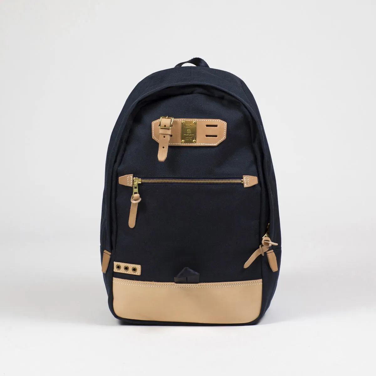 "Surpass" backpack, navy Cordura and natural leather