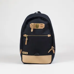"Surpass" backpack, navy Cordura and natural leather