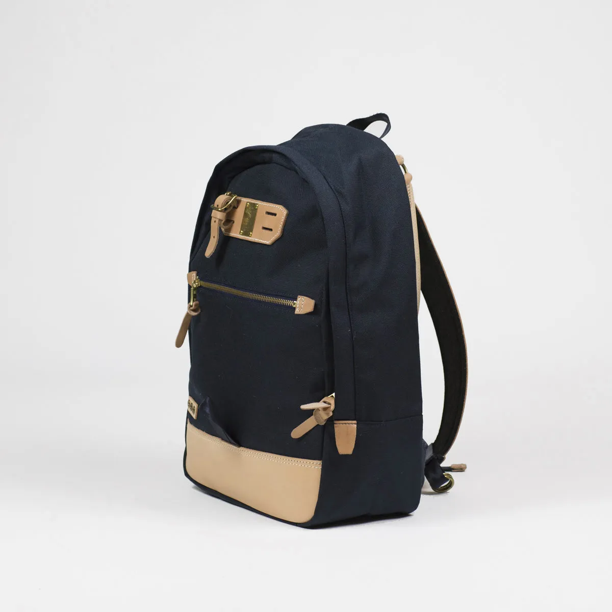 "Surpass" backpack, navy Cordura and natural leather