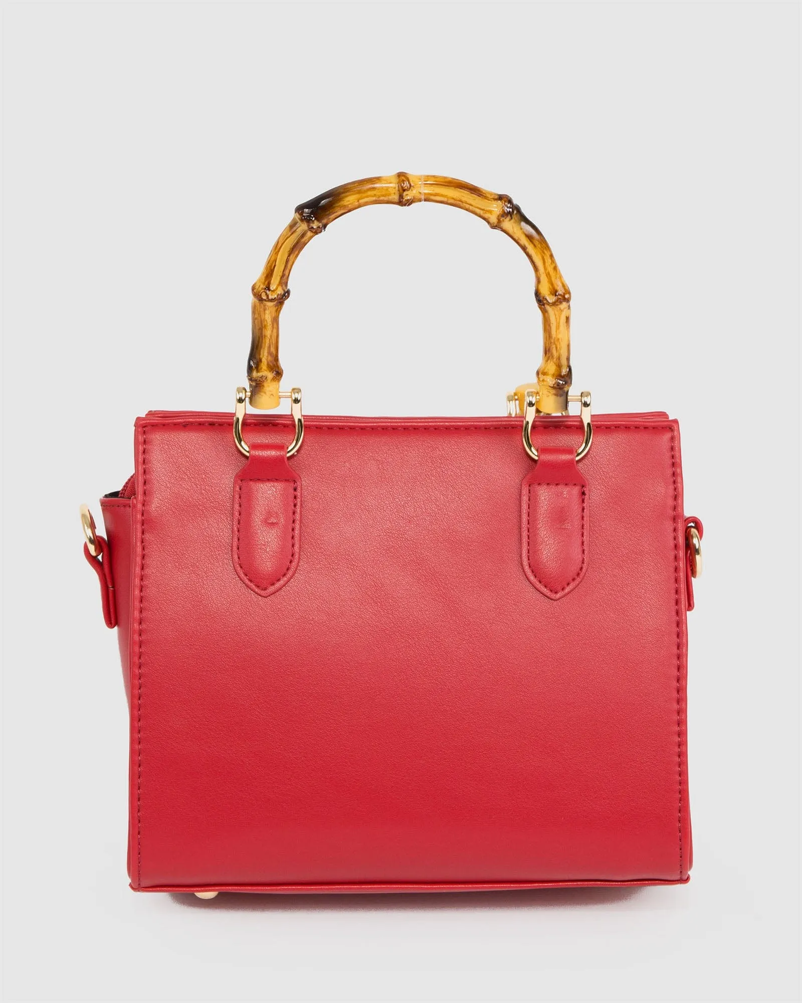 Red Sia Bamboo Handle Tote Bag