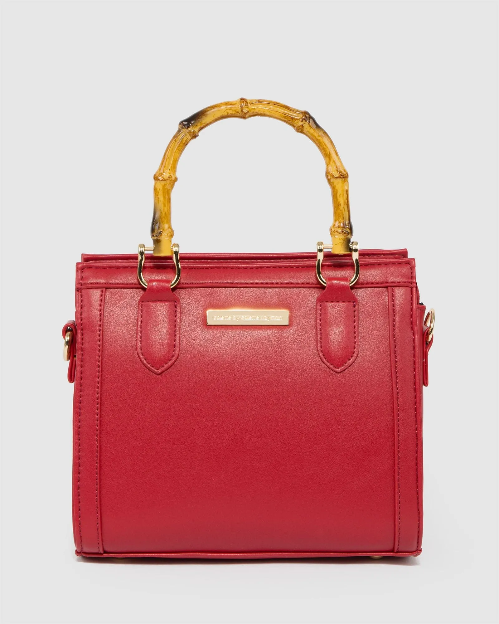 Red Sia Bamboo Handle Tote Bag