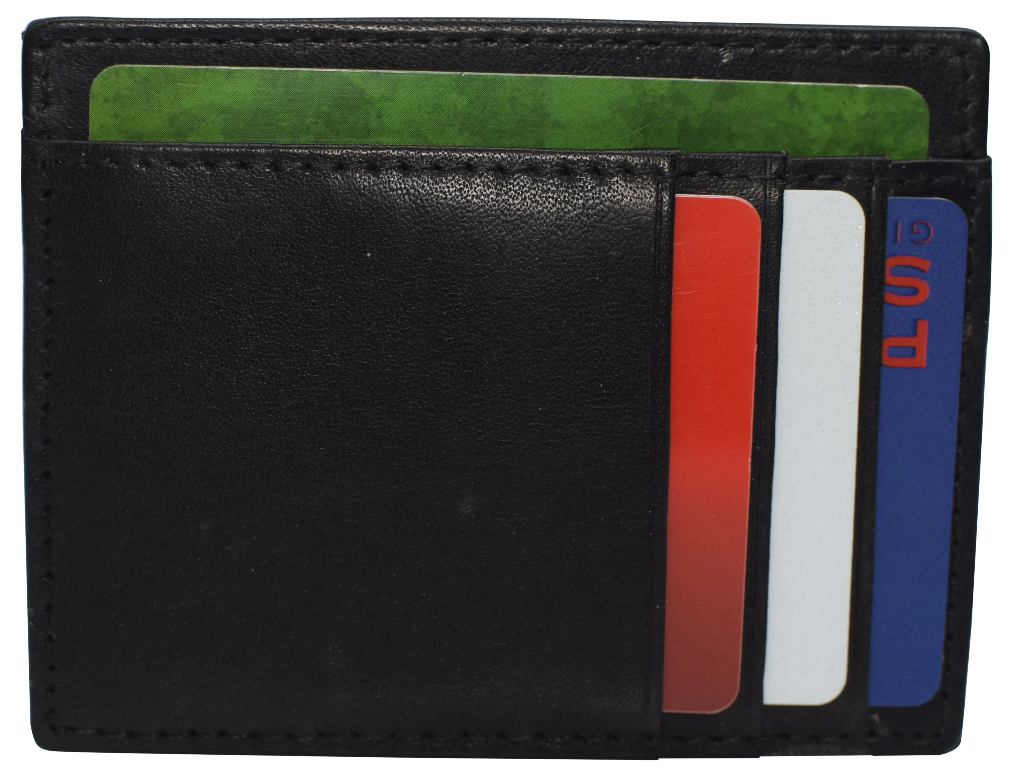 RFID Blocking Front Pocket Slim Leather Bifold Wallet Credit Card Case Holder ID Window