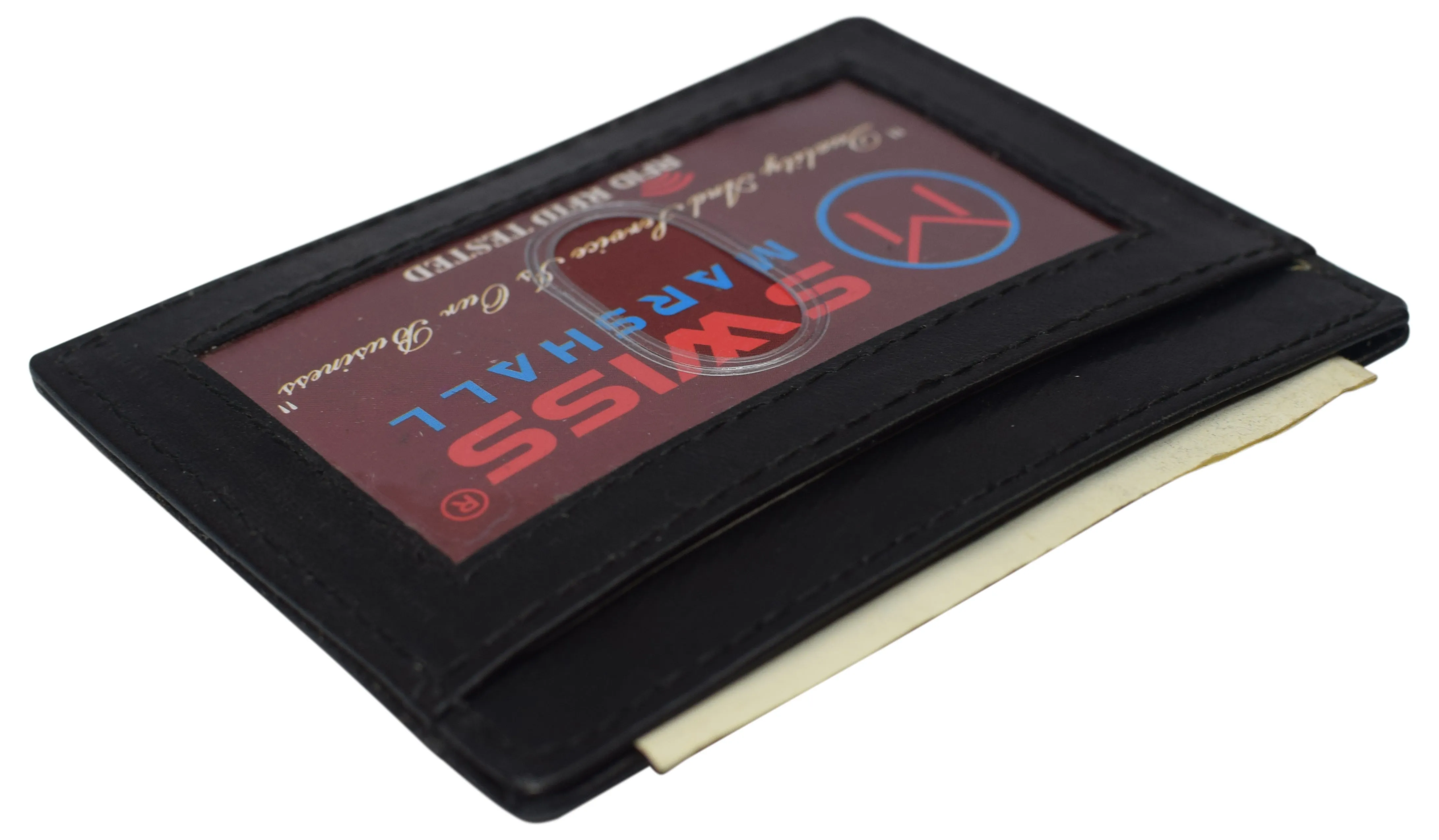 RFID Blocking Front Pocket Slim Leather Bifold Wallet Credit Card Case Holder ID Window