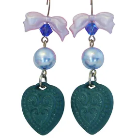 Tarina Tarantino Candy Cameo Lucite Heart Pierced Earrings (Blue)