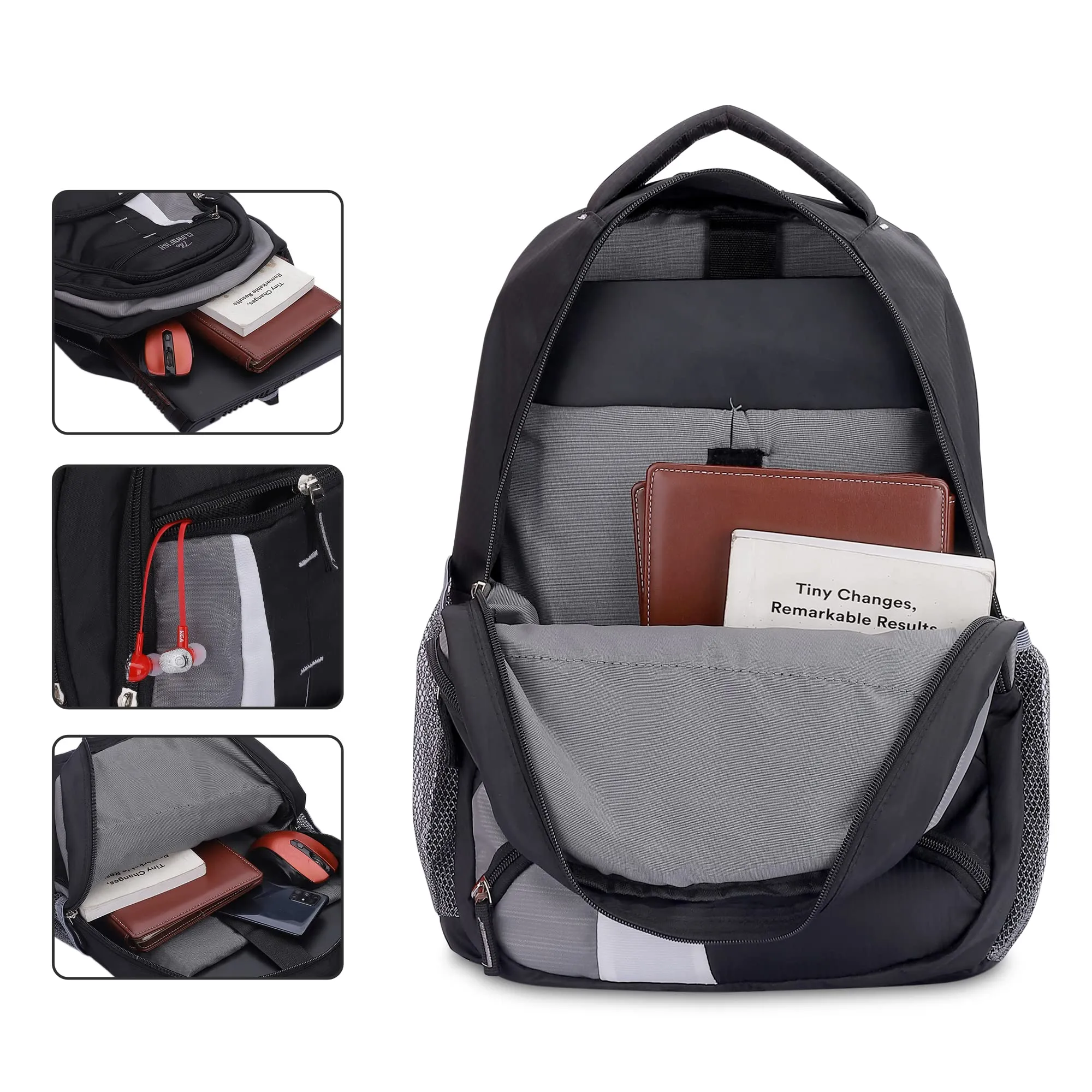 THE CLOWNFISH Karleen Series Polyester 28 Litres Unisex Travel Laptop Backpack for 15.6 inch Laptops (Black)