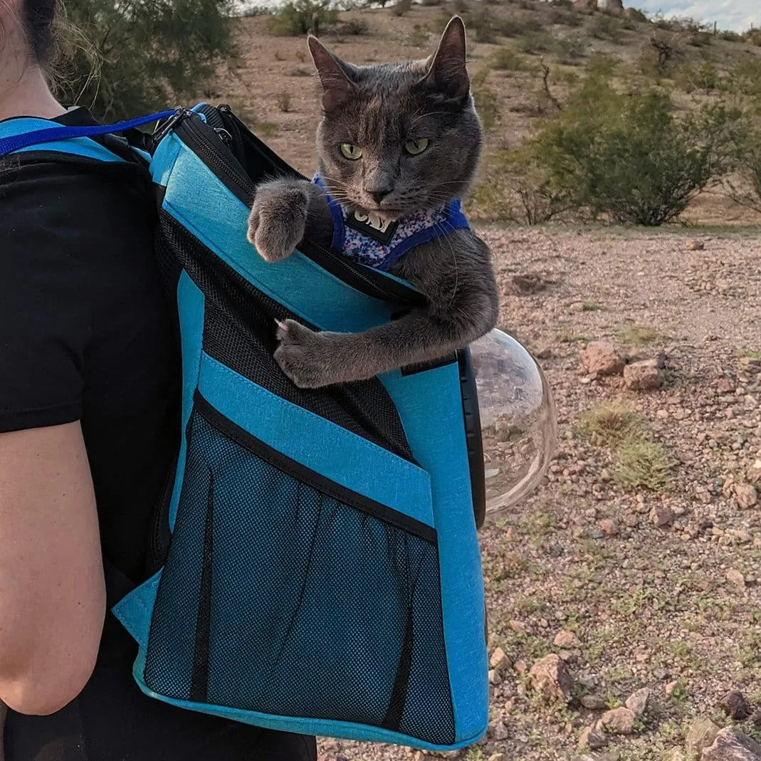 “The Fat Cat” Cat Backpack in Aqua - For Larger Cats
