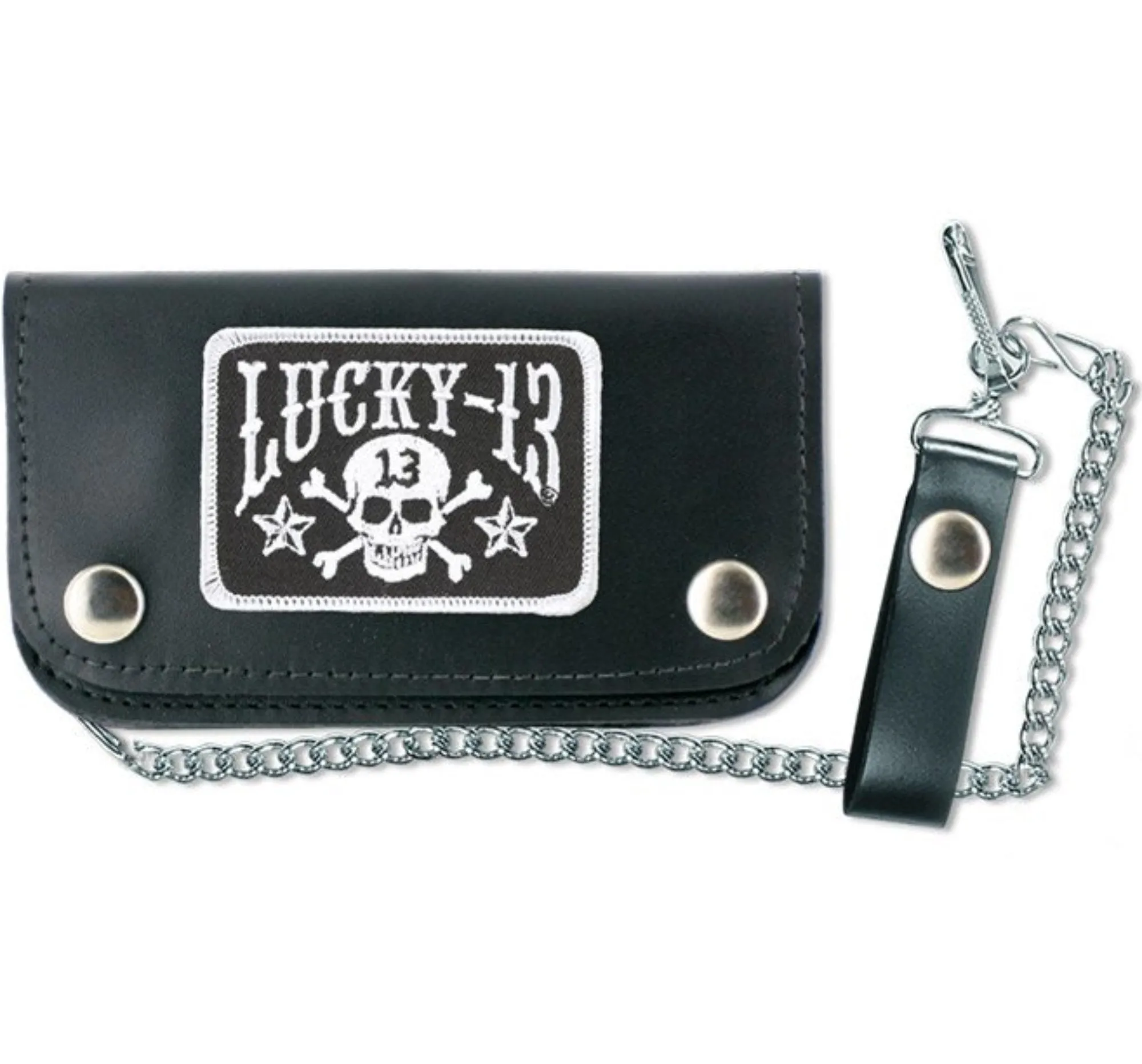 The SKULL STARS Leather Wallet - BLACK/WHITE
