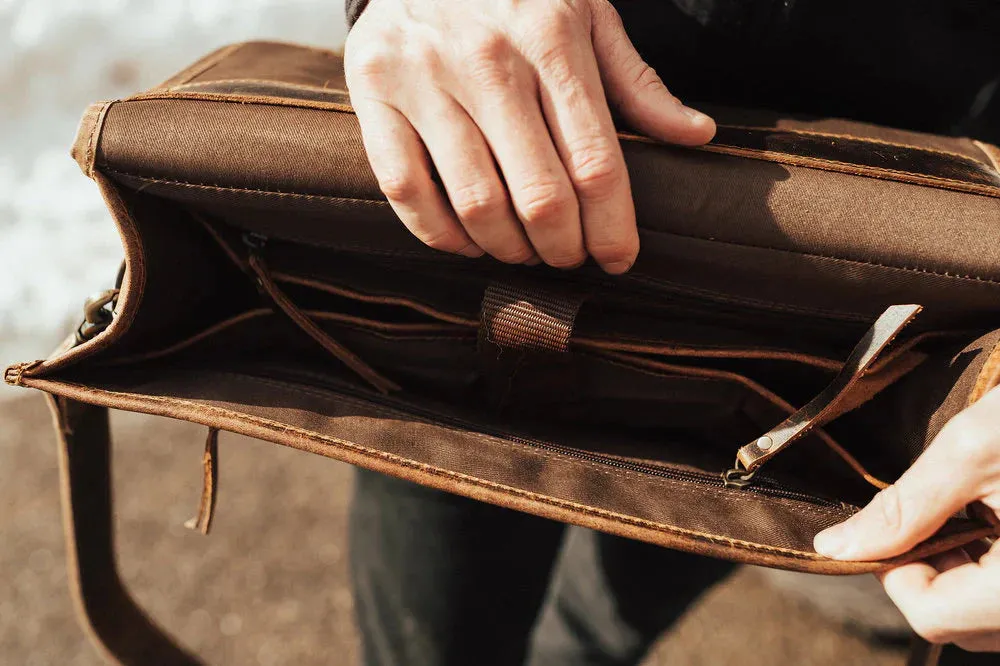 Top Grain Buffalo Leather Briefcase