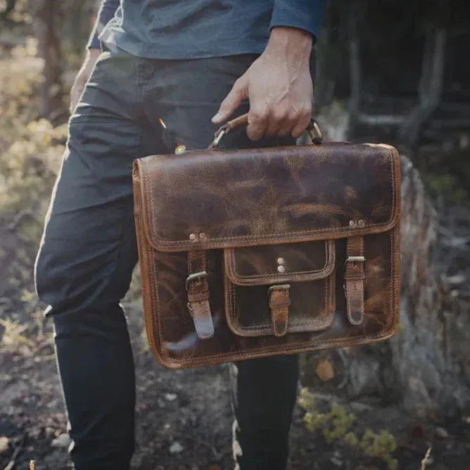 Top Grain Buffalo Leather Briefcase
