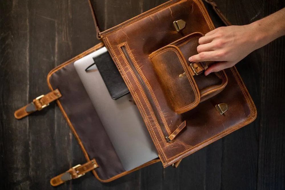 Top Grain Buffalo Leather Briefcase