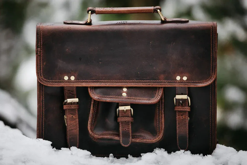 Top Grain Buffalo Leather Briefcase