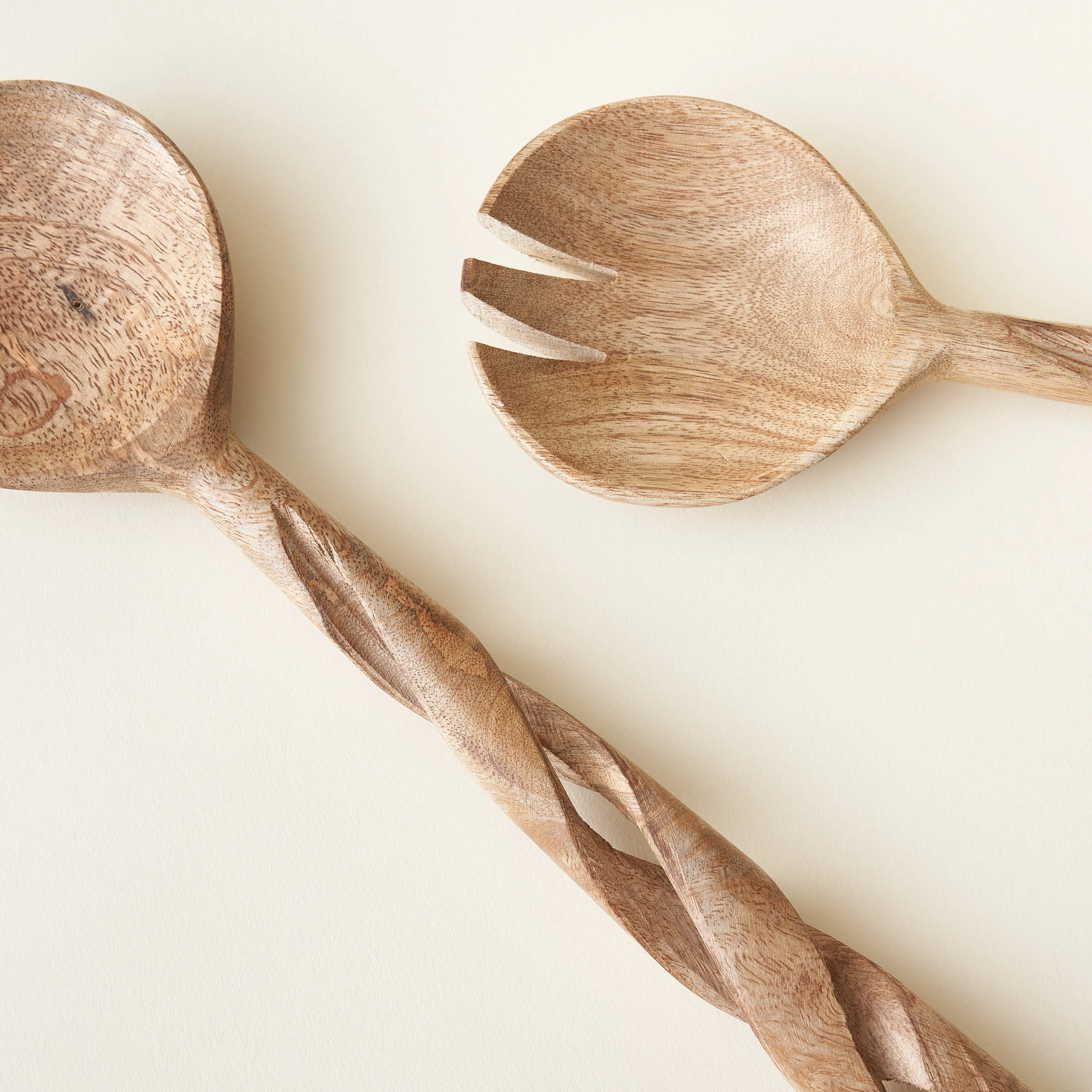 Twisted Wood Salad Servers