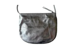 U pouch - long strap - metallic silver