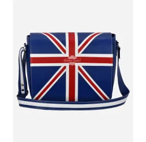 Union Jack Leather Cross Body Bag Unisex Laptop Satchel, Messenger Bag