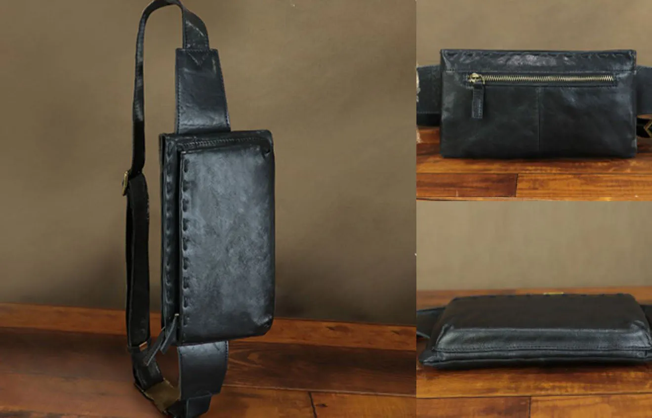 Vintage Womens Crossbody Chest Bag Leather Sling Bags For Women