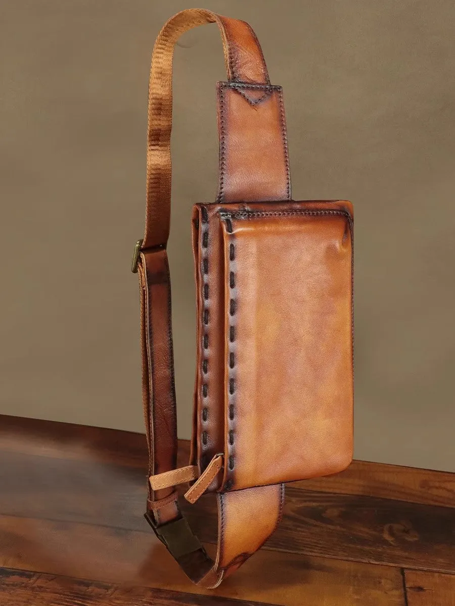 Vintage Womens Crossbody Chest Bag Leather Sling Bags For Women