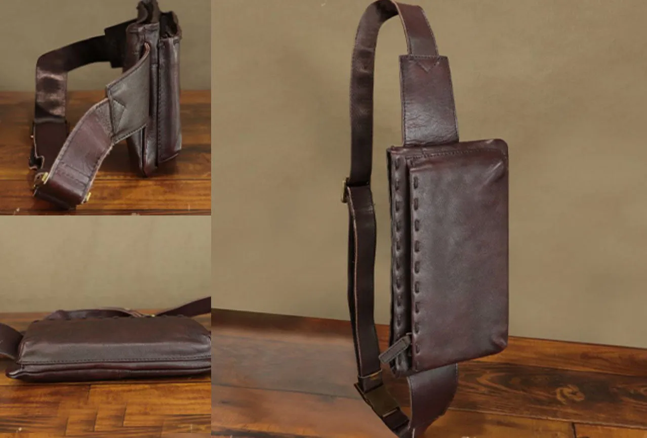 Vintage Womens Crossbody Chest Bag Leather Sling Bags For Women