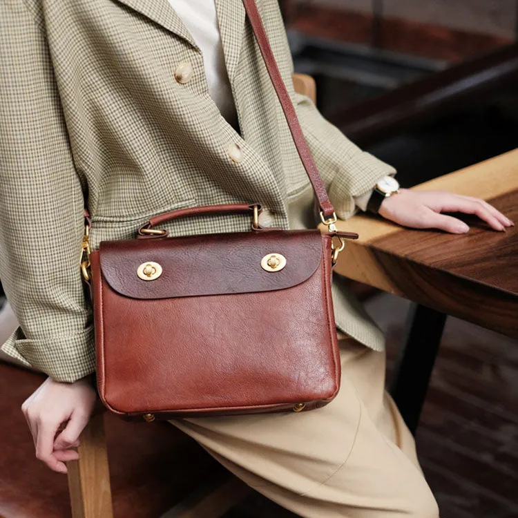 Vintage Women's Leather Top Handle Satchel Bag Purse Messenger Bag For Women