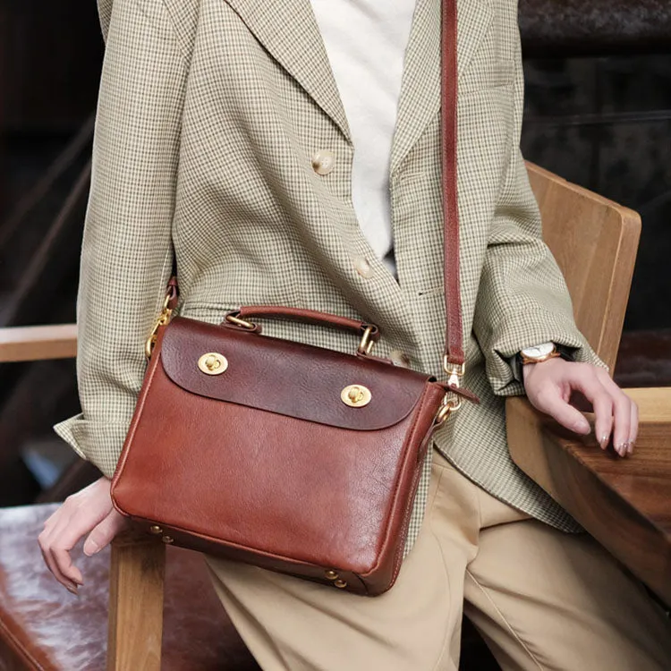 Vintage Women's Leather Top Handle Satchel Bag Purse Messenger Bag For Women
