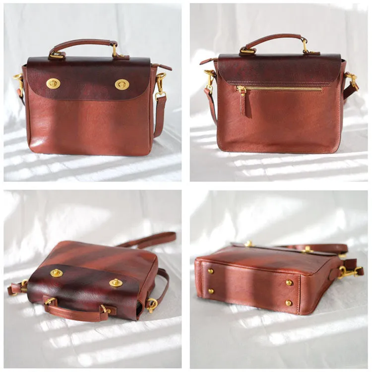 Vintage Women's Leather Top Handle Satchel Bag Purse Messenger Bag For Women