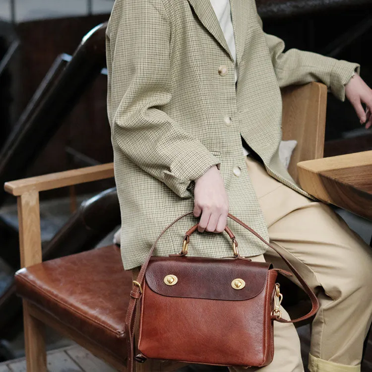 Vintage Women's Leather Top Handle Satchel Bag Purse Messenger Bag For Women