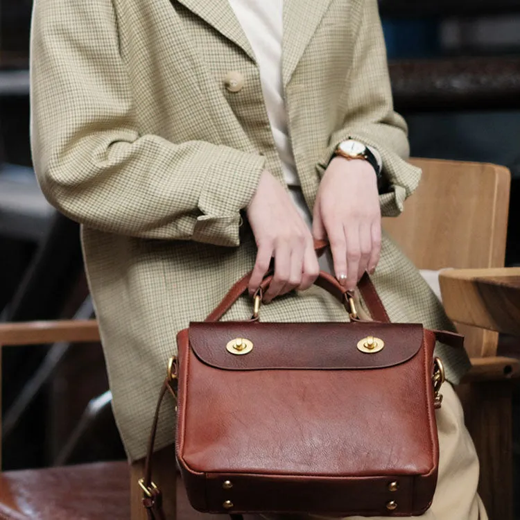 Vintage Women's Leather Top Handle Satchel Bag Purse Messenger Bag For Women