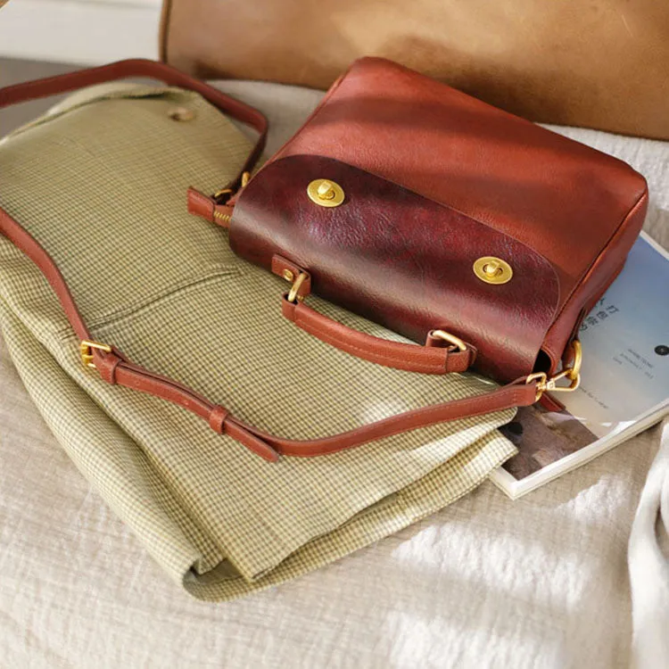 Vintage Women's Leather Top Handle Satchel Bag Purse Messenger Bag For Women