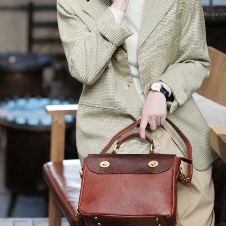 Vintage Women's Leather Top Handle Satchel Bag Purse Messenger Bag For Women