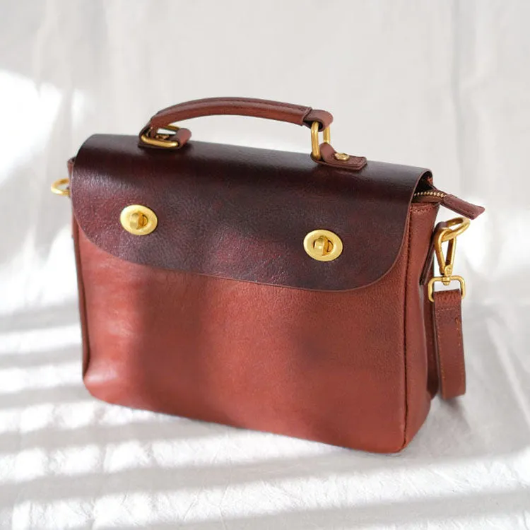 Vintage Women's Leather Top Handle Satchel Bag Purse Messenger Bag For Women