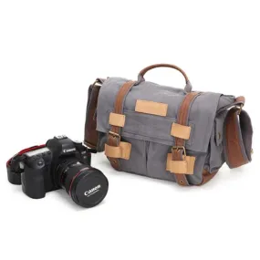 Waxed Canvas DSLR Camera Messenger Bag, Diaper Bag - Medium