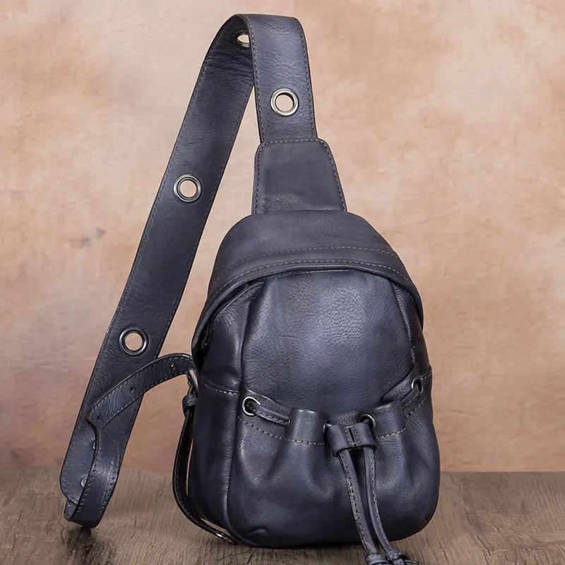 Womens Leather Sling Backpack Purse Chest Pack For Women