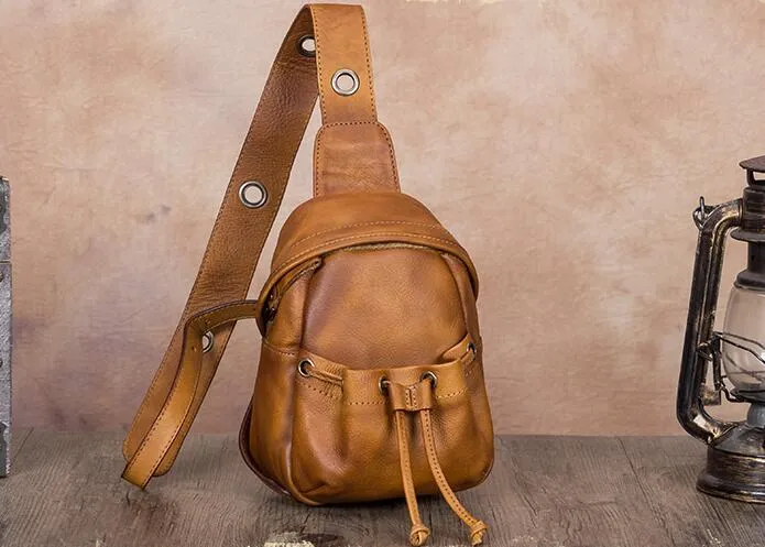 Womens Leather Sling Backpack Purse Chest Pack For Women