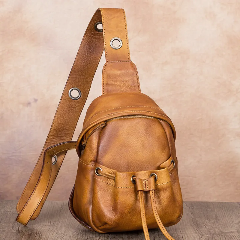 Womens Leather Sling Backpack Purse Chest Pack For Women