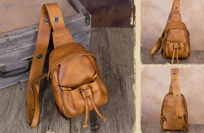 Womens Leather Sling Backpack Purse Chest Pack For Women