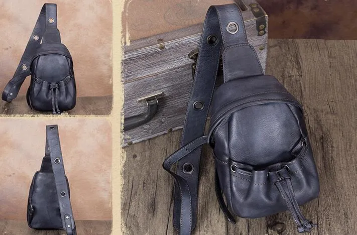 Womens Leather Sling Backpack Purse Chest Pack For Women