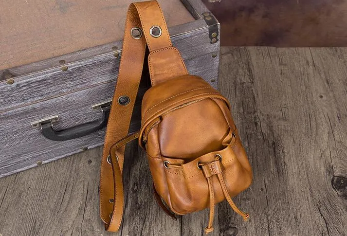 Womens Leather Sling Backpack Purse Chest Pack For Women