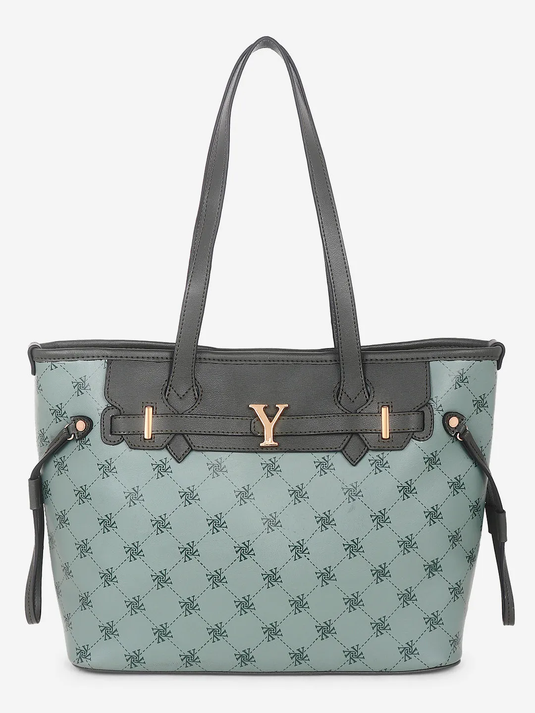 Yelloe Iconic Printed Tote Bag Green
